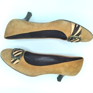 Franco Sarto low suede heels